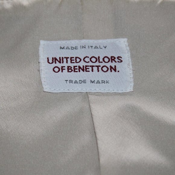 VTG 90s United Colors of Benetton Cream Barrel Spring Coat Size IT38 - Picture 6 of 9